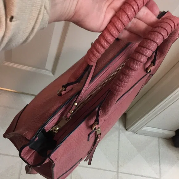 Elegant Salmon Leather Handbag Satchel/Crossbody - Picture 8 of 13